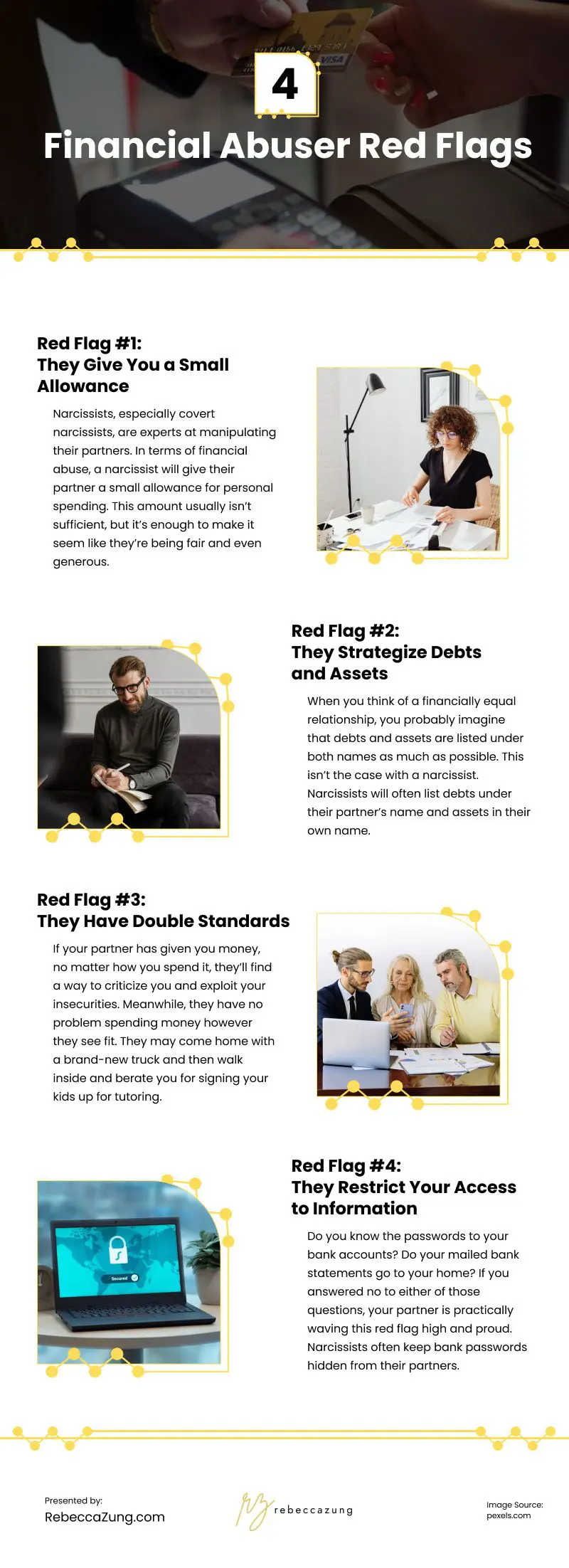 4 Financial Abuser Red Flags Infographic 4 Financial Abuser Red Flags Infographic