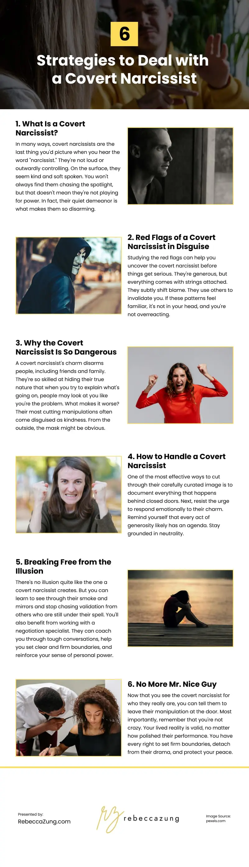 6 Strategies to Deal with a Covert Narcissist Infographic 6 Strategies to Deal with a Covert Narcissist Infographic