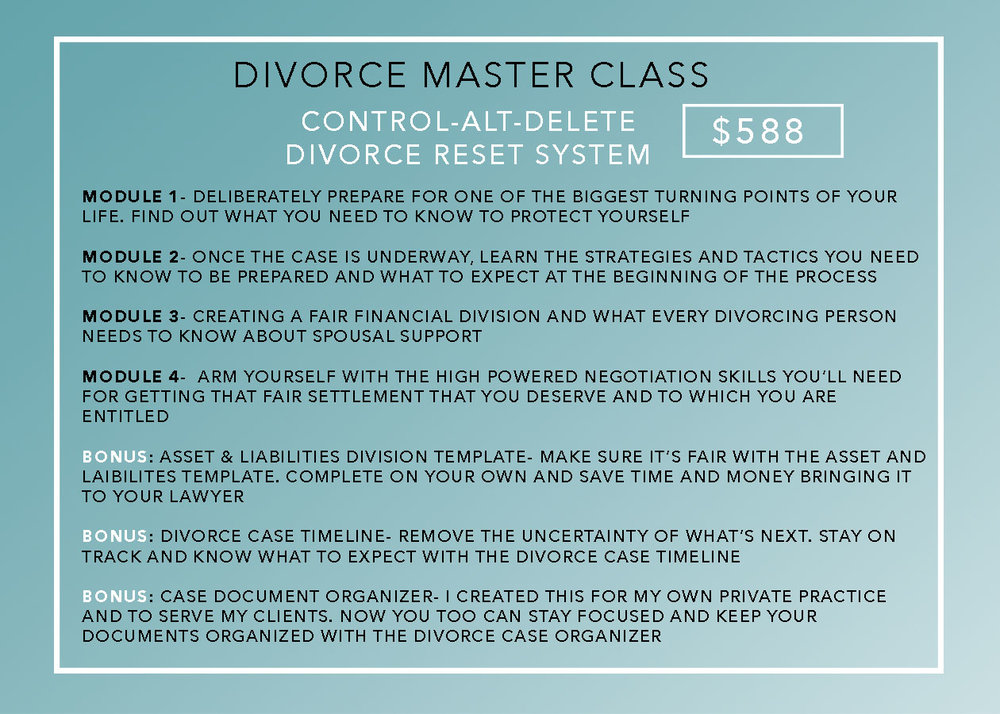 Divorce Masterclasses and Resources