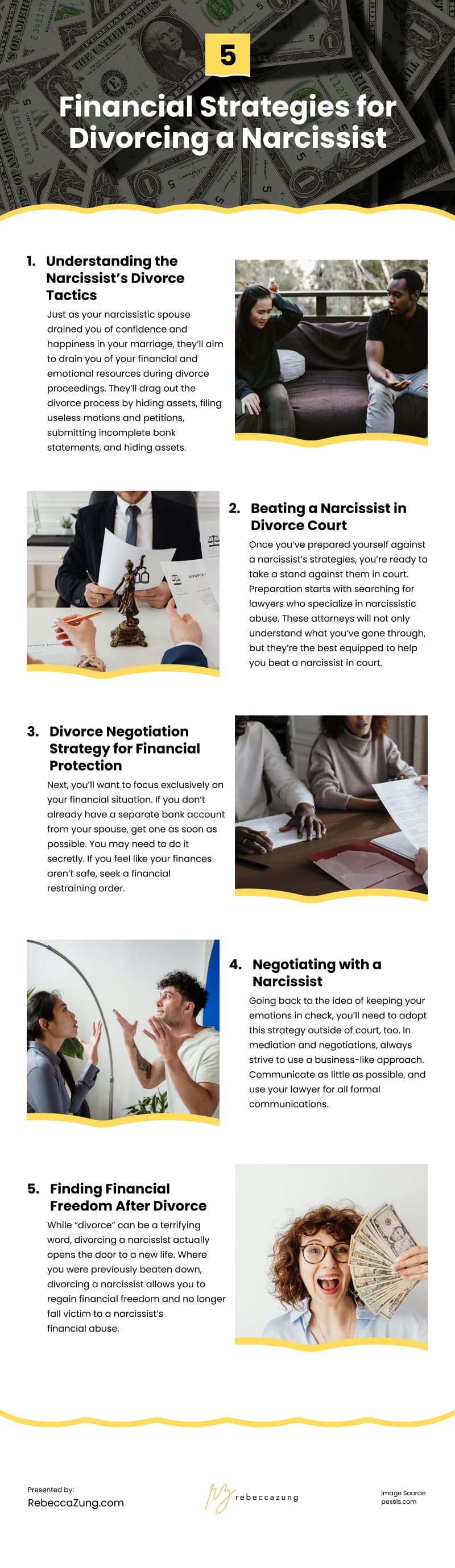 5 Financial Strategies for Divorcing a Narcissist Infographic